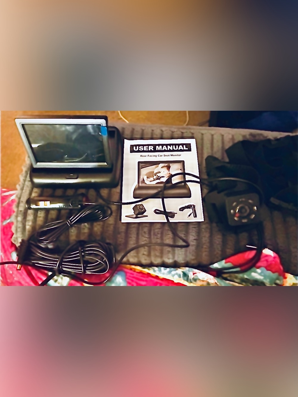 Car Back Seat Monitor Kit with LCD Screen and Camera - Black